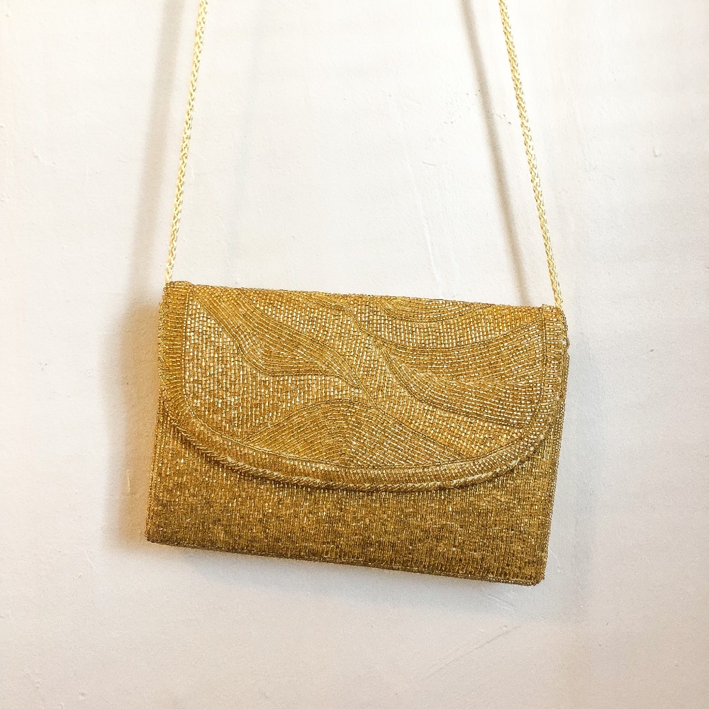 Art Deco/Nouveau Gold Beaded Purse